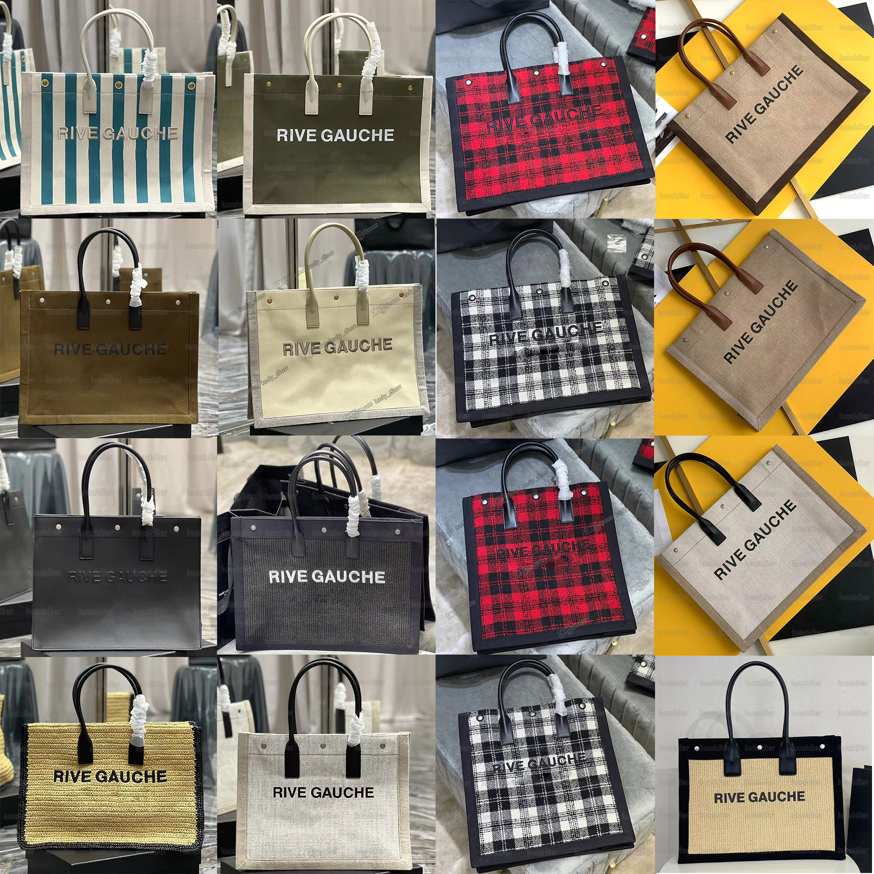 

RIVE GAUCHE TOTE BAG IN STRIPED CANVAS AND SMOOTH LEATHER bucket large beach handbags women shopping Purse Ladies Luxurys Designers top quality, Customize