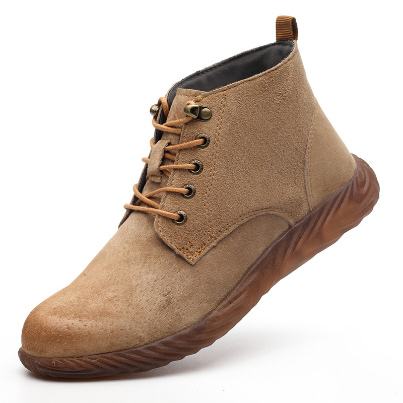 

Lightweight and breathable leather work shoes high brown, Regular