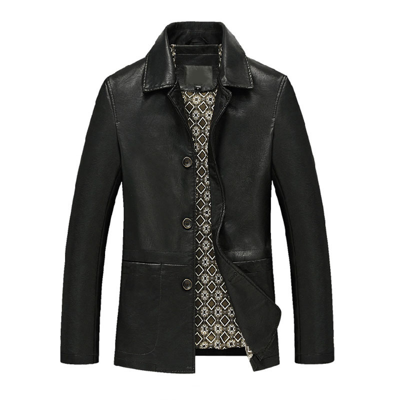 Men Split Leather Jacket Black Brown Spring And Autumn Button Pockets Male Leather Coat Father Outwear Fashion P02 220819