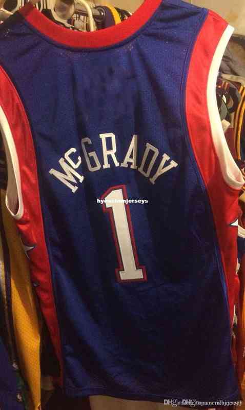 Pas cher en gros Tracy McGrady 2004 Jersey # 1 Mitchell Ness T-shirt cousu gilet maillots de basket-ball cousus Ncaa