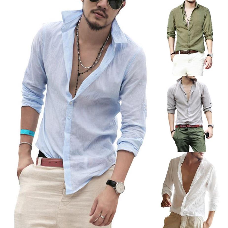 

Mens Button Up Shirts Long Sleeve Beach Casual Cotton Summer Lightweight Tops Plain Fitted Soft Linen Breathable Men's324i, Blue