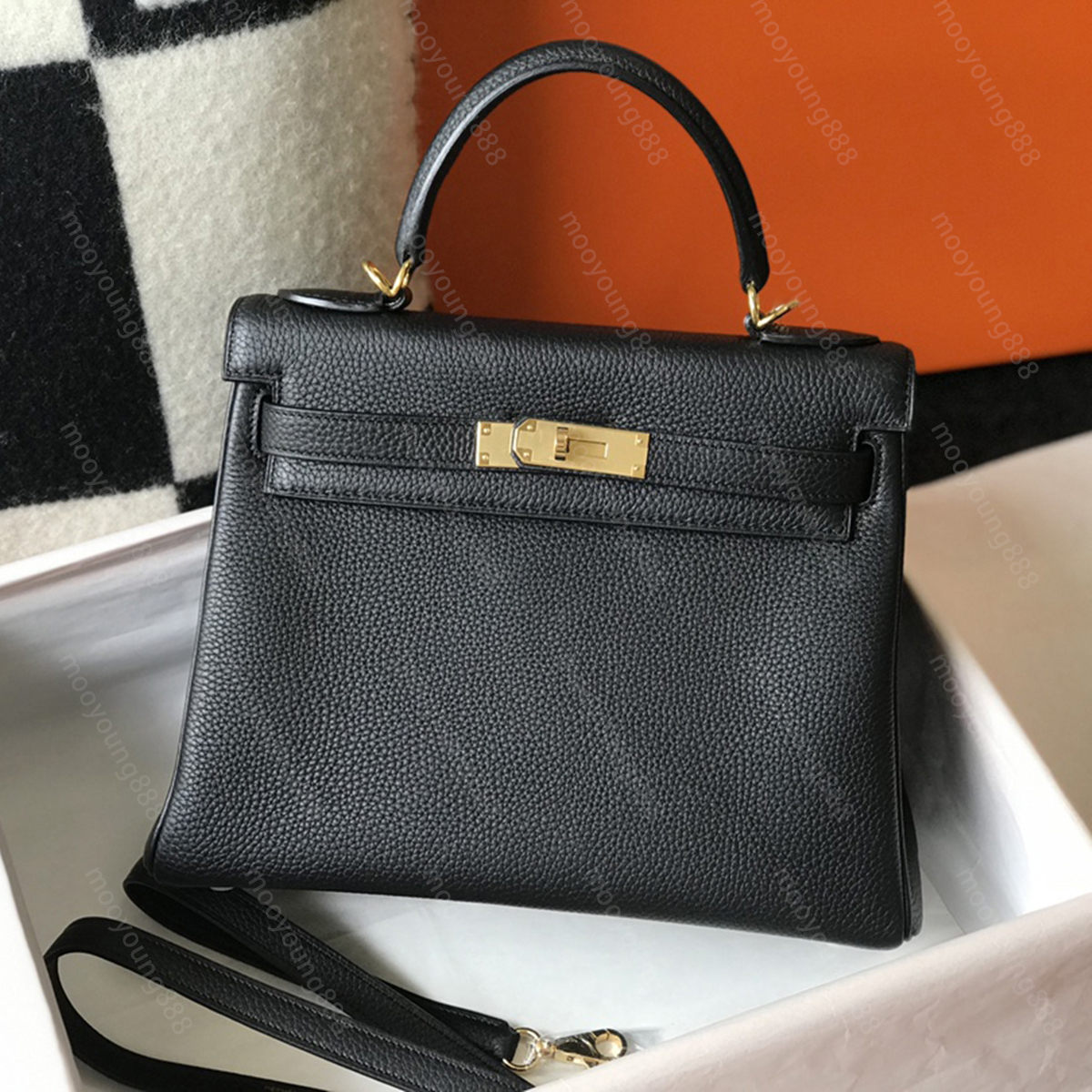 

10A Top Tier Mirror Quality Luxuries Designers Small KelIy Handle Bag Togo Cowhide Real Leather Black Handbag Womens Medium Handmade Gold Lock Purse Shoulder Bag, Upload pics to contact us