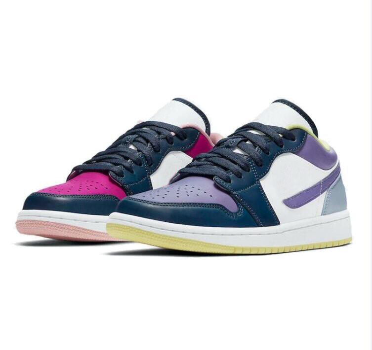 

Dress Shoes Jumpman 1 Basketball shoes Low SE Magenta Purple Thunder Blue DJ4342-400 Men's Women's Running shoes, Multi