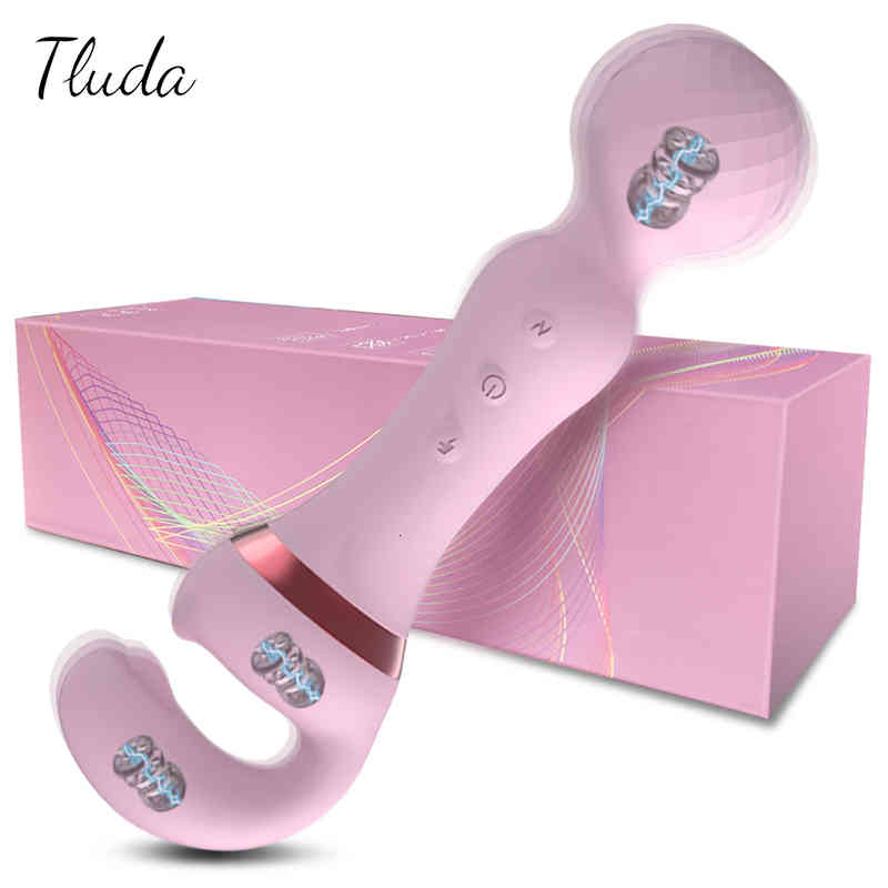 Vibrator Penis Cock Powerful 2 in 1 Av Dildo Vibrators Magic Wand Clitoris Stimulator Usb Recharge 20 Modes g Spot Massager Sex Shop Toys for Wom-image-791329985