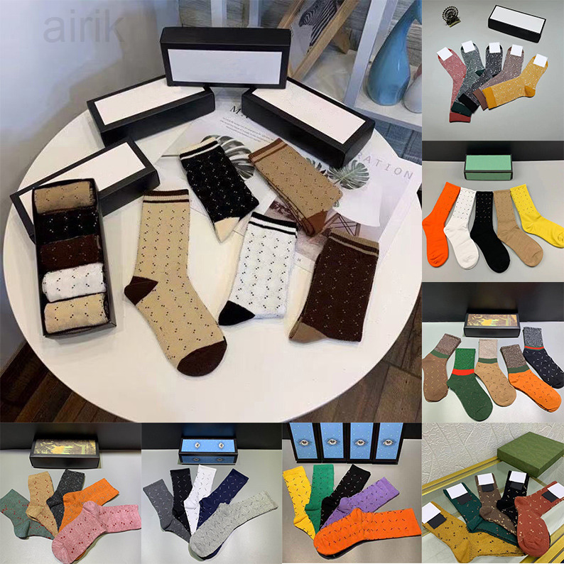 

Designers Mens Womens Socks Five Pair Luxury Sports Winter Mesh Letter Printed Tiger Head Sock Embroidery Cotton With Box