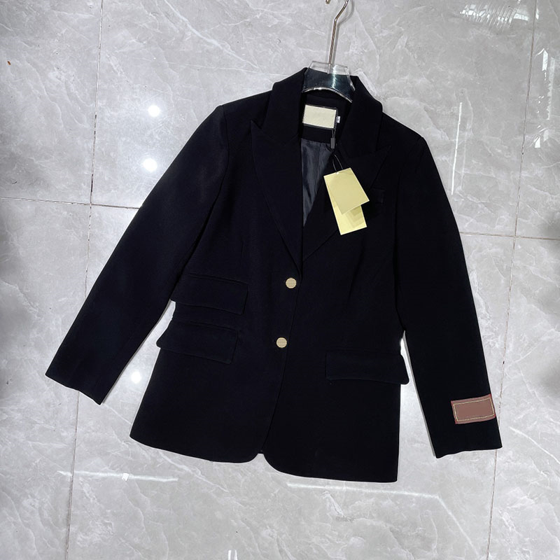 

Luxury Womens Coat Vintage Long Sleeve Suit Coat Designer Autumn Spring Blazers, Black with tag *