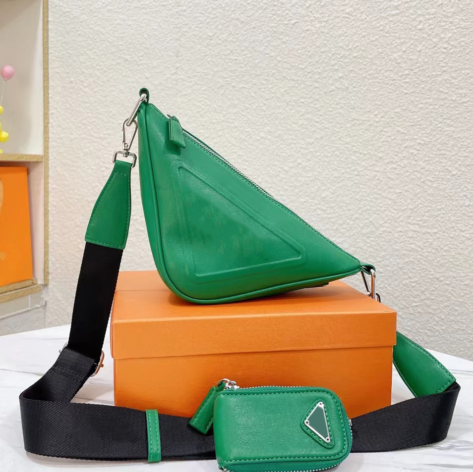 

Shoulder Bag Prad Triangle Pure Color Purse Unisex Style Two-in-one Fashion Bag High-quality Soft Leather Pocket With Wallet Wide, Pink