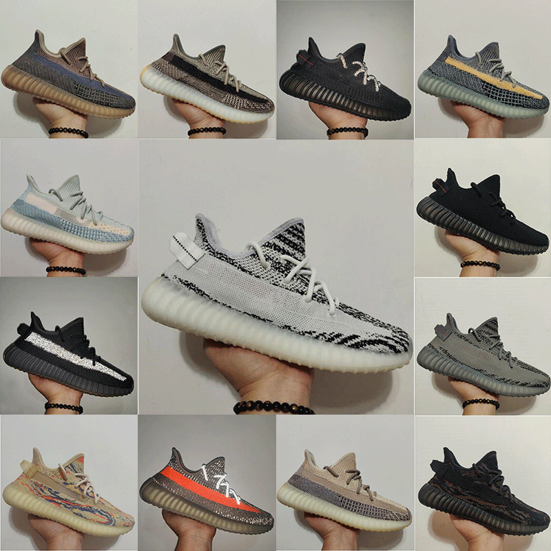 

High Quality Mens Womens kanye v2 Belgua Casual Running Outdoor Shoes 3M Reflective Sneakers Zebra Semi west Trainers White yeezys 350 shoe yezzy size36-45, 24