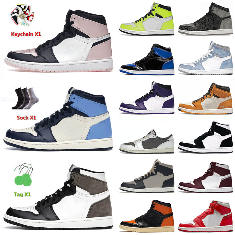 

Original Mens Basketball Shoes 1 1s OG Jumpman Bubble Gum High Obsidian Dark Mocha Silver University Blue Men Women Trainers, C2 bordeaux 40-47