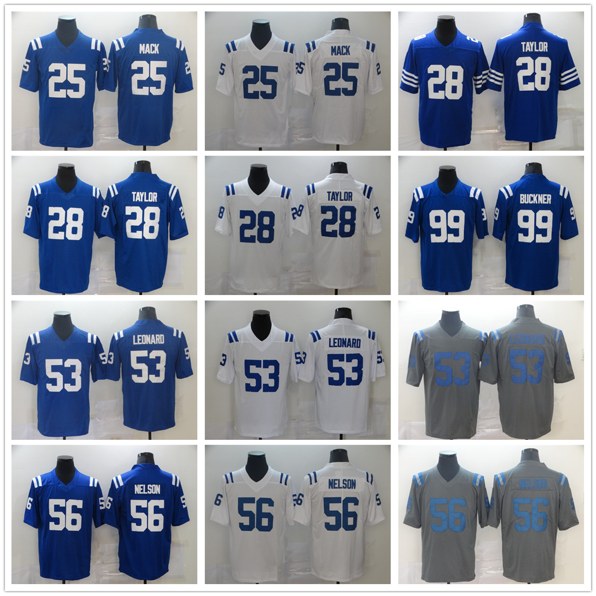 

Indianapolis''Colts''New Football Jerseys 25 Marlon Mack 28 Jonathan Taylor 51 Paye 53 Leonard Nelson Buckner, Same as picture