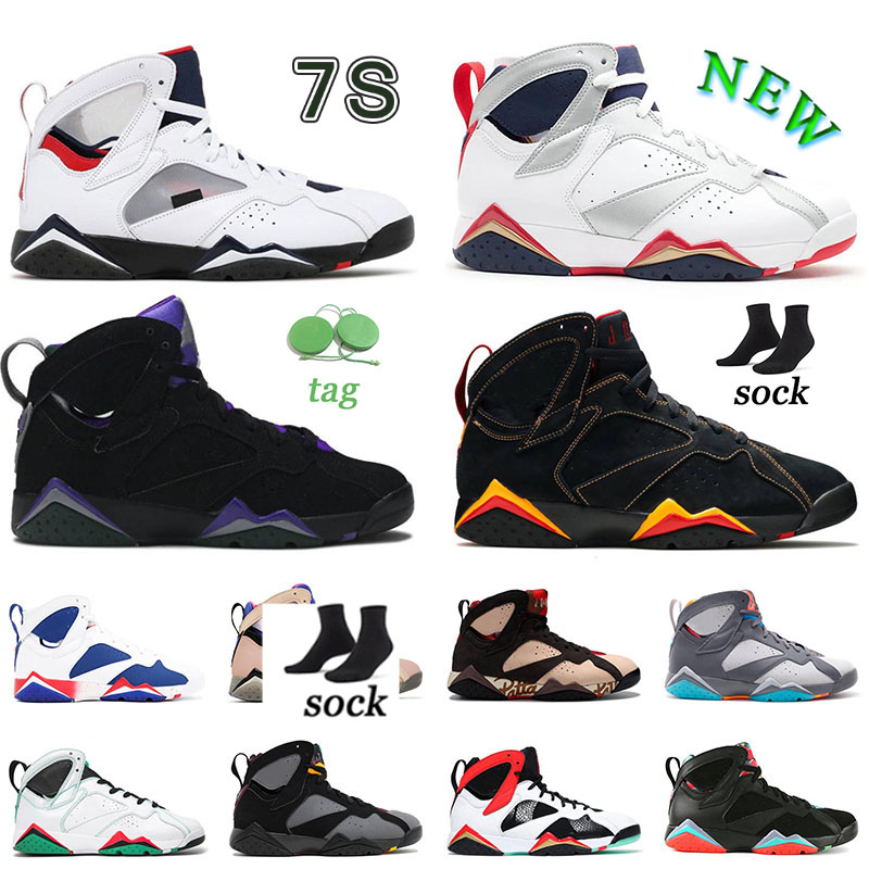 

7 7s mens womens basketball shoes with socks designer jumpman VII Sneakers Citrus Hare PSGS Trophy Room Raptors SE Sapphire Bucks Black Gloss Trainers Big Size 13, J01 40-47 barcelona days