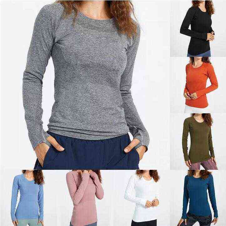

Yoga Womens Wear Ladies Sports T Shirts Long Sleeve Outfit T-shirts Moisture Wicking Knit High Elastic Fitness Workout, Extra shipping cost