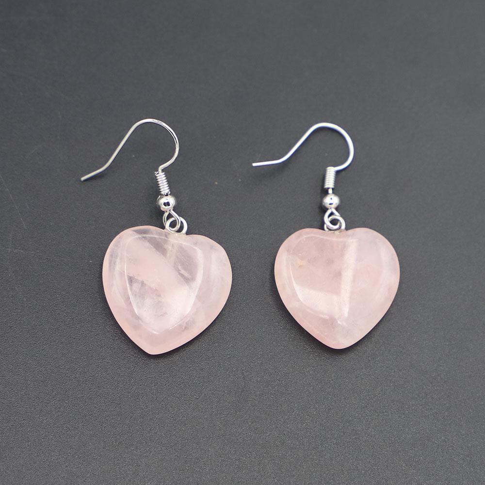 

Natural Stone Rose Quartz Heart Shaped Charms Earrings Pendants Dangle Reiki Fashion Charms Women Party Wedding Jewelry