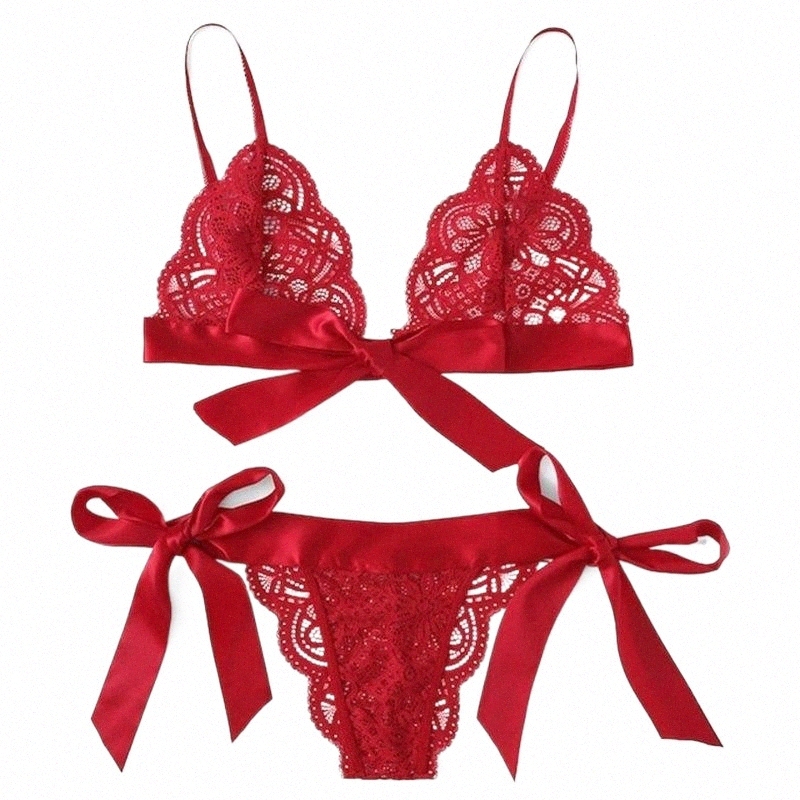 bras Sets Sexy Lingerie Plus Size Lace Underwear Set Temptation Female Hollow Transparent Pure Color Erotic R6A4#-image-791325707
