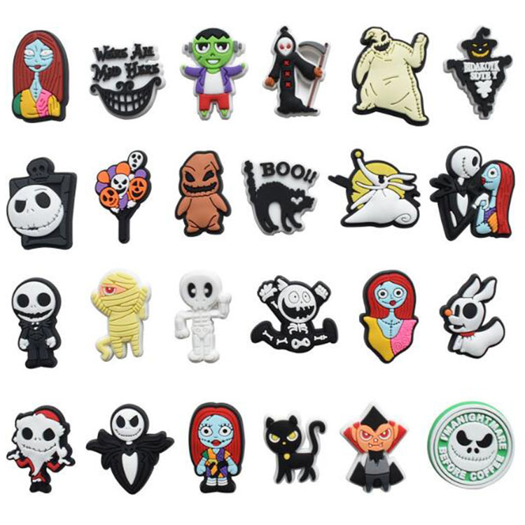 

Halloween Skull Croc Charms Clog Shoe Decoration Buckle Charm Pins Buttons Pvc Accessories