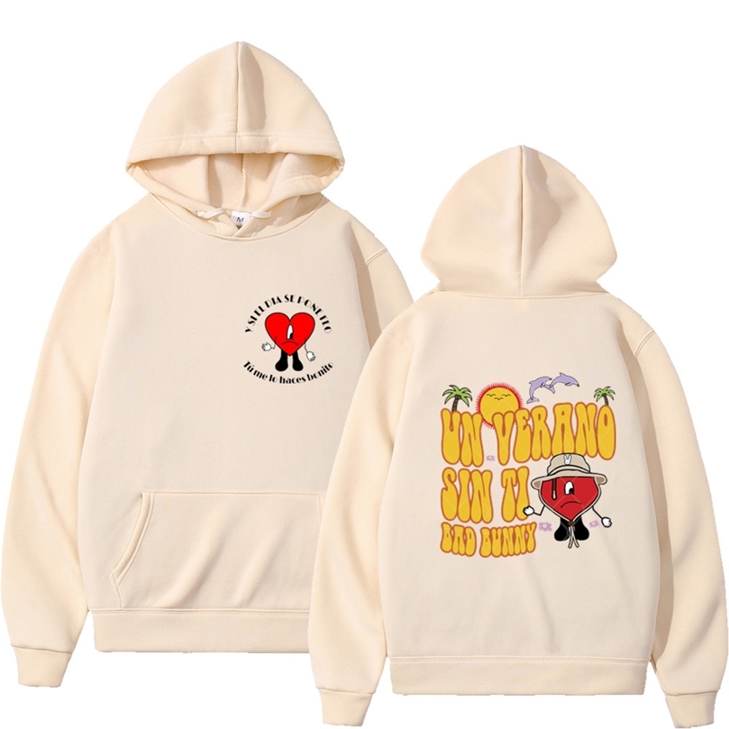 

Men Hoodies Hip Hop Bad Bunny UN VERANO SIN TI Print Harajuku Fleece Pullover Male Sweatshirt Women Hoody clothing Tops 220819, Light purple