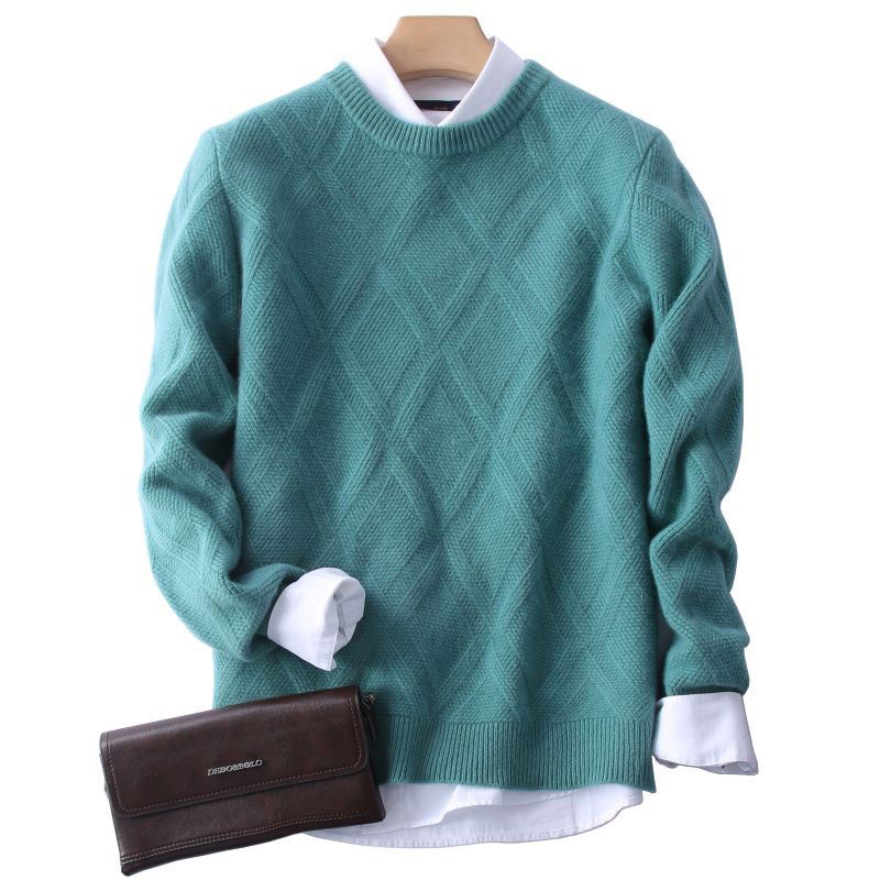 Pulls pour hommes automne et hiver pull épais épais couleur unie pull affaires décontracté grand tricot col rond formenhommes