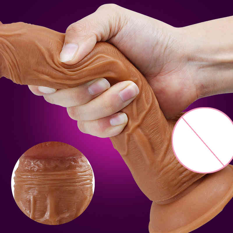 Massager Vibrator Toys Cock New Skin Feeling Huge Realistic Dildo Silicone Penis Soft and Flexible with Suction Cup for Women Masturbation Lesbai-image-791329564