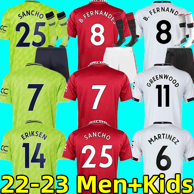

22 23 Soccer Jerseys RONALDO MANCHESTER BRUNO FERNANDES 2022 MAN UTD SANCHO McTominay RASHFORD GREENWOOD FRED Elanga Martinez football shirt men kids kit set socks, 22-23 home kids