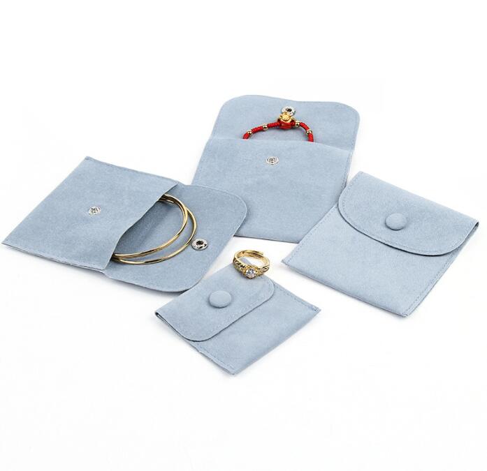 

Jewelry Gift Packaging Envelope Bag with Snap Fastener Dust Proof Necklace Bracelets Rings Pouches Made of Pearl Velvet Pink Blue colors wholesale