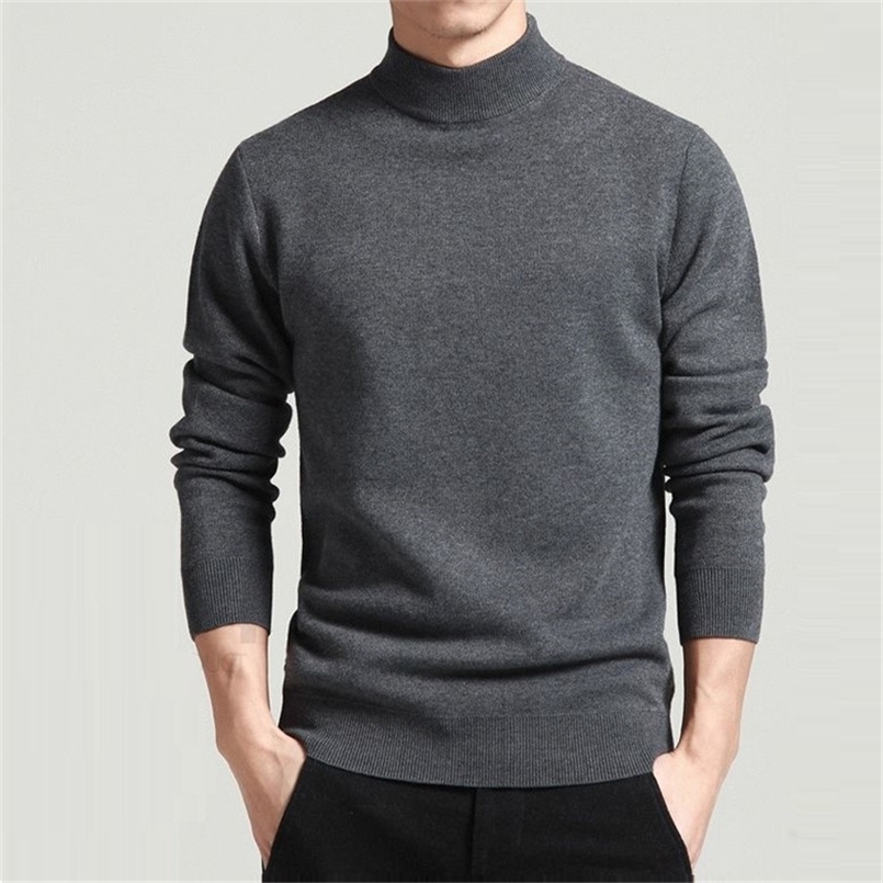 Men Sweater Solid Pullovers Mock Neck Spring And Autumn Wear Thin Fashion Undershirt Size M to 4XL 220819