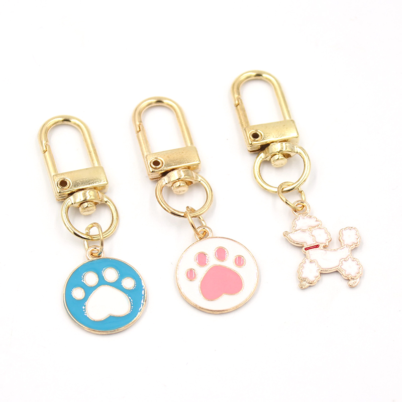 En gros chien PAW PRINT PENDANT Keychain Fashion Key Rings Zipper Pull Charm Planner Charms Accessoires Hangbag Pendre les pendentifs Pendants po