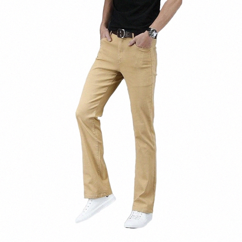 

men's Jeans Mcikkny 2022 Mens Loose Flare Pants Boot Cut Classic Male Designer Denim Trousers s8Qq#, White