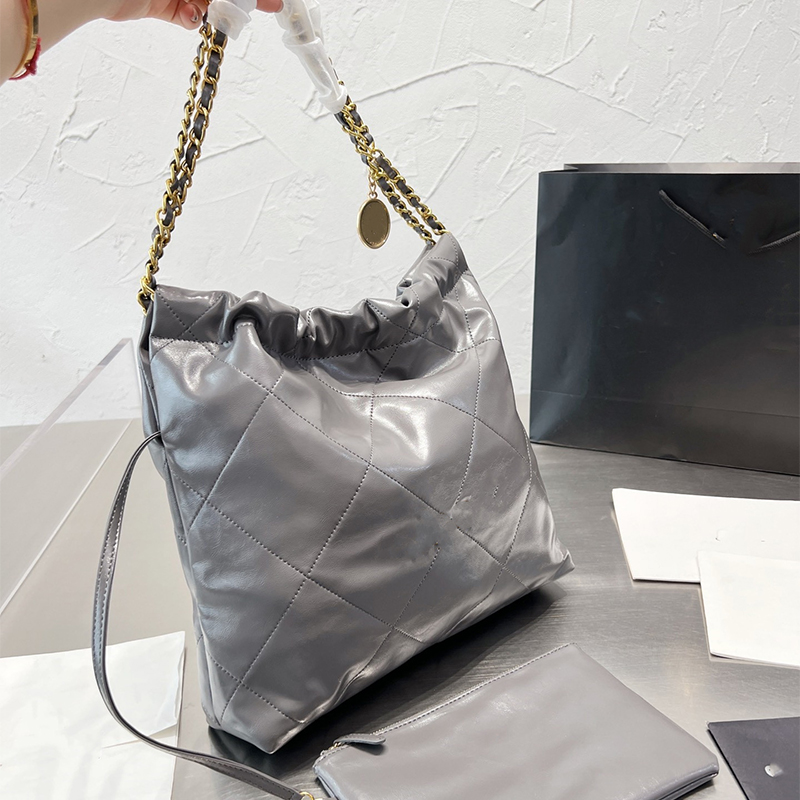 

New High Quality Designer Bags Fashion Two in One Leather Shoulder Chain Bag Women Large Capacity Shopping Bag Classic Quilted Wallet 4 Colors Luxury Totes Handbags, Grey