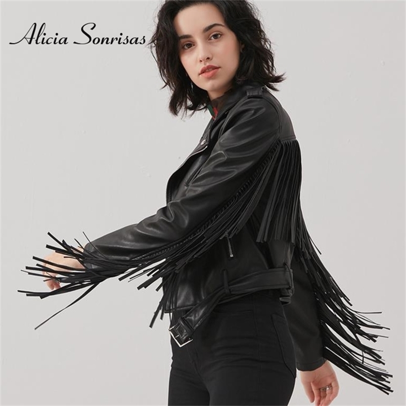 Automne cuir veste à franges femmes gland printemps PU manteau court coupe cintrée taille moto mode 220819