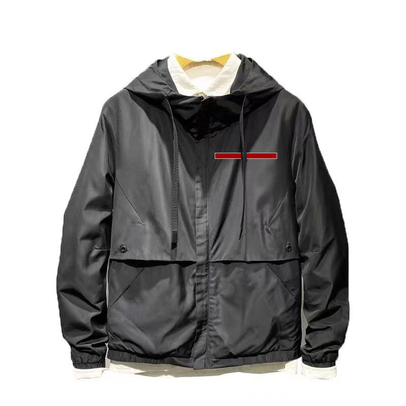 

Man Jackets Hooded Coats Bomber Jacket Mens Spring Autumn Coat With Letters Budge Asian Size -4XL, Black1