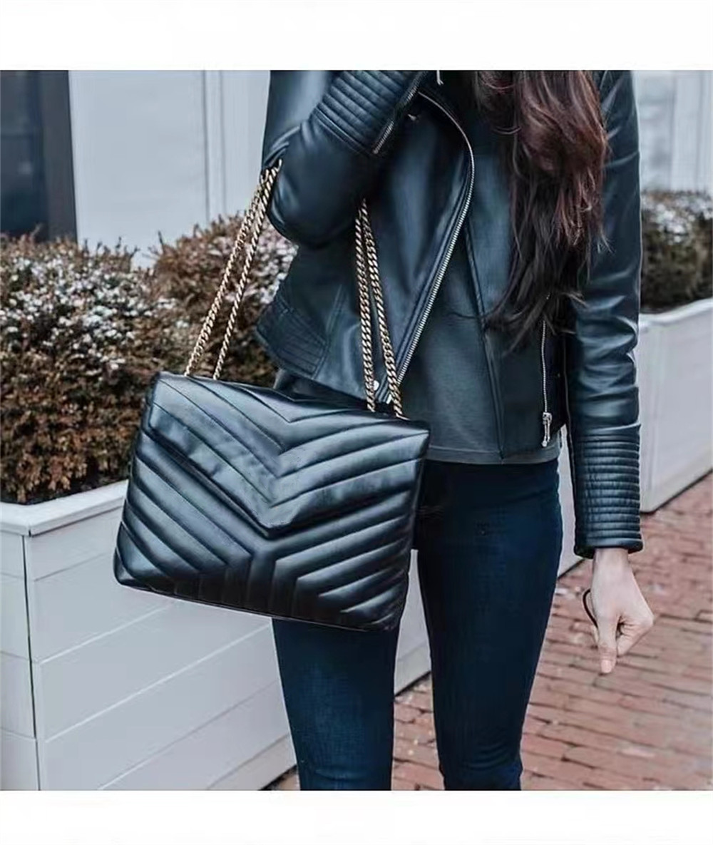 

More colors Luxurys designers Fashion Flap bags womens quilted shoulder bag Gold Chain leather crossbody handbags purses black tote purse handbag, Beige with gold chain