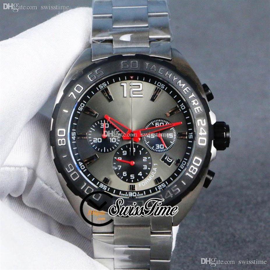Formule 1 F1 F One CAZ1110 Miyota Quartz Chronograph Mens Watch Arear Case Grey Black Cador Stick Bracelet en acier inoxydable STO261S