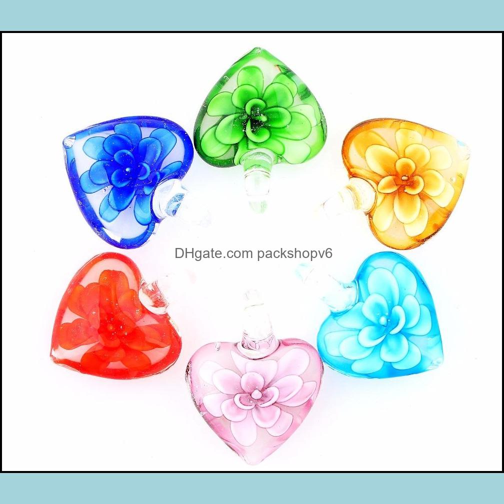 Colliers pendants faits à la main Murano Glass Mélange Couleur Couleur de fleur Collier Collier en gros 6PCS Drop Livraison 2021 Jewe Packshopv6