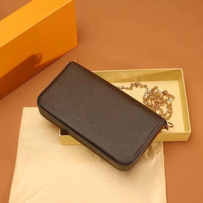 

2022 new luxury women's bag old flower three in one wallet chain fashion leisure leather envelope purses single shoulder diagonal straddle bag, Empty box only