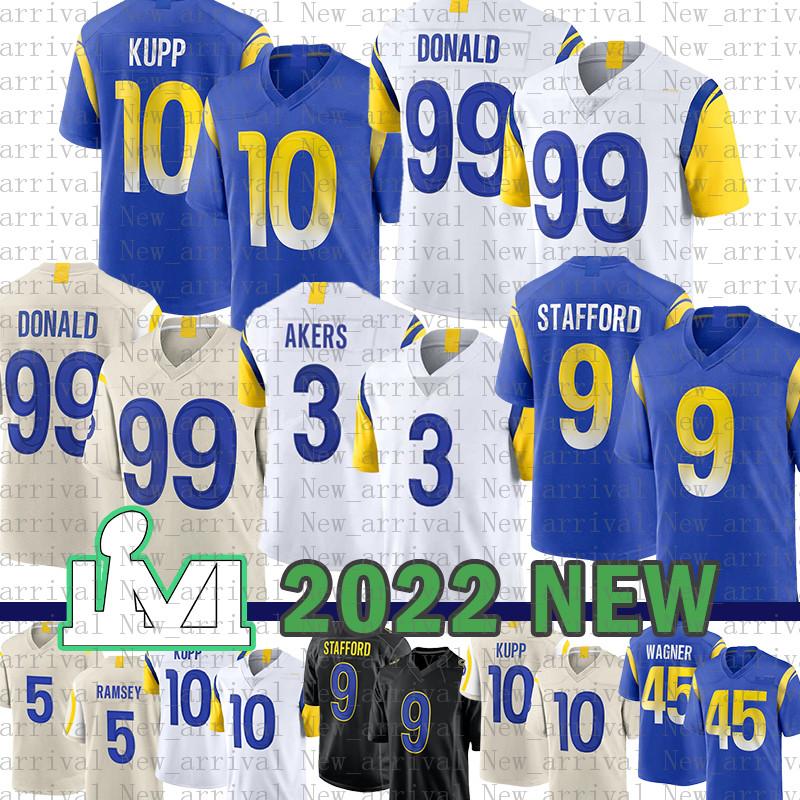 

99 Aaron Donald 10 Cooper Kupp Football Jersey Cam Akers Matthew Stafford Jalen Ramsey Bobby Wagner Van Jefferson Rams''John Wolford Terrell Burgess Tyler Higbee, Mens-gy1