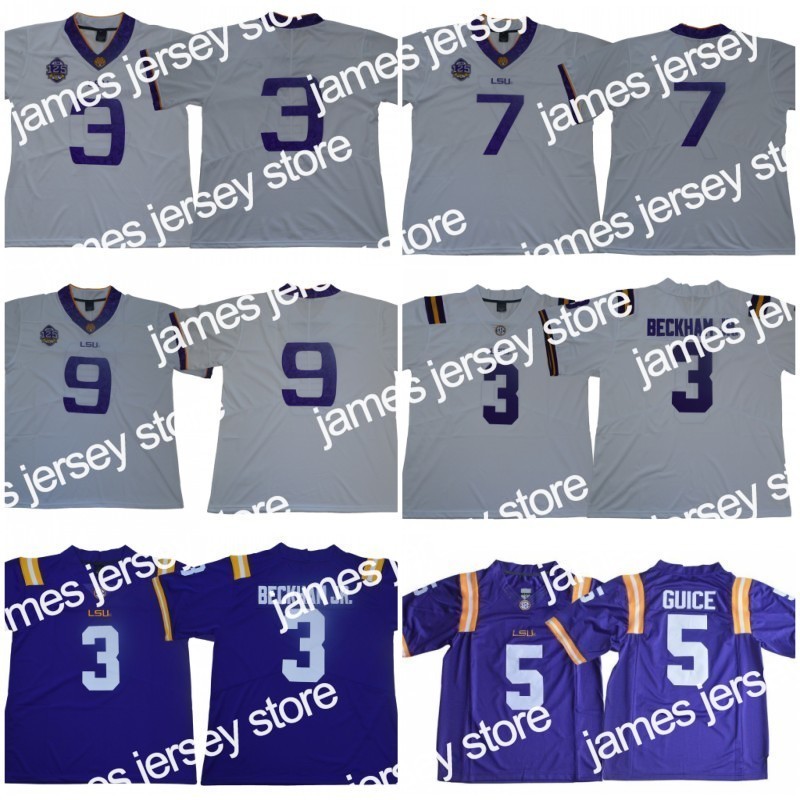 

22 2022 NCAA LSU Tigers 3 Odell Beckham Jr. 7 Leonard Fournette 5 Derrius Guice 9 Joe Burrow 125th Season College Football Jerseys, As