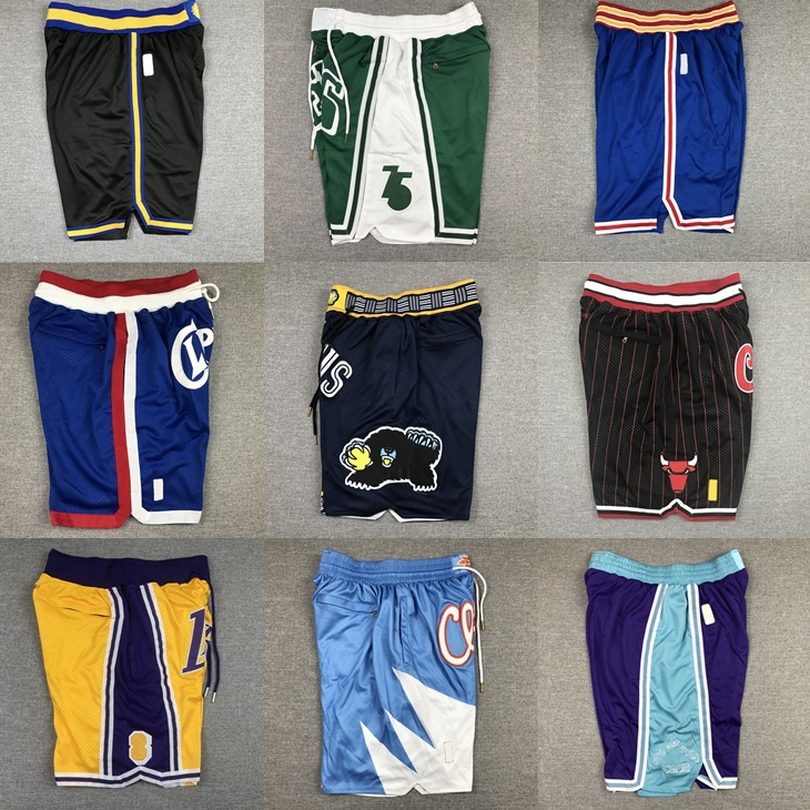 

Just Don Basketball Shorts Zipper Sweatpants Hip Pop Sport Short Pant With Pocket Mitchell and Ness Retro Stitched Baseball 21 22 Blue White Black