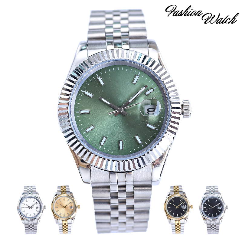 Fresh and simple women's classic luxury watch silver stainless steel strap green dial waterproof date display luminous couple Watch wholesal-image-791142426