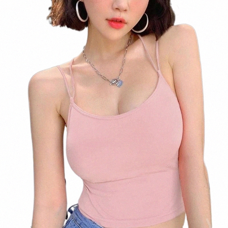 padded Bra Tank Top Women Spaghetti Solid Camis Tops Casual Summer Vest Female Camisole With Built In Women's Tanks & 72Xu#