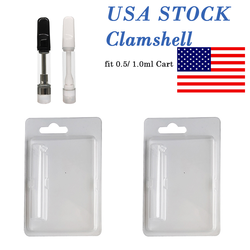 

510 Vape Cartridge Packages USA Stock Cart Clamshell Packaging 0.5ml 1.0ml Vapes Cartridges Clear Plastic Blister Pack Carts Container Clam Shell 1000PCS/Lot