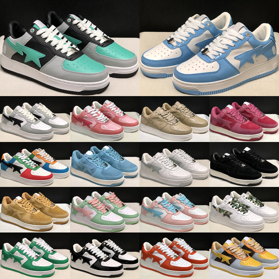 

Top A Bapestas Sta Low Stars Mens Women Casual Shoes Luxury Designer ABC Patent Leather Suede Heel Tokyo Pastel Pink Camo Outdoor Flat Sneakers Size 36-45, Bubble wrap packaging