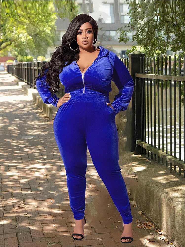 Women's Plus Size Tracksuits Two Piece Sets Womens Outifits Long Sleeve Tops And Pant Suit Velour Large Clothes Wholesale Bulk DropWomen