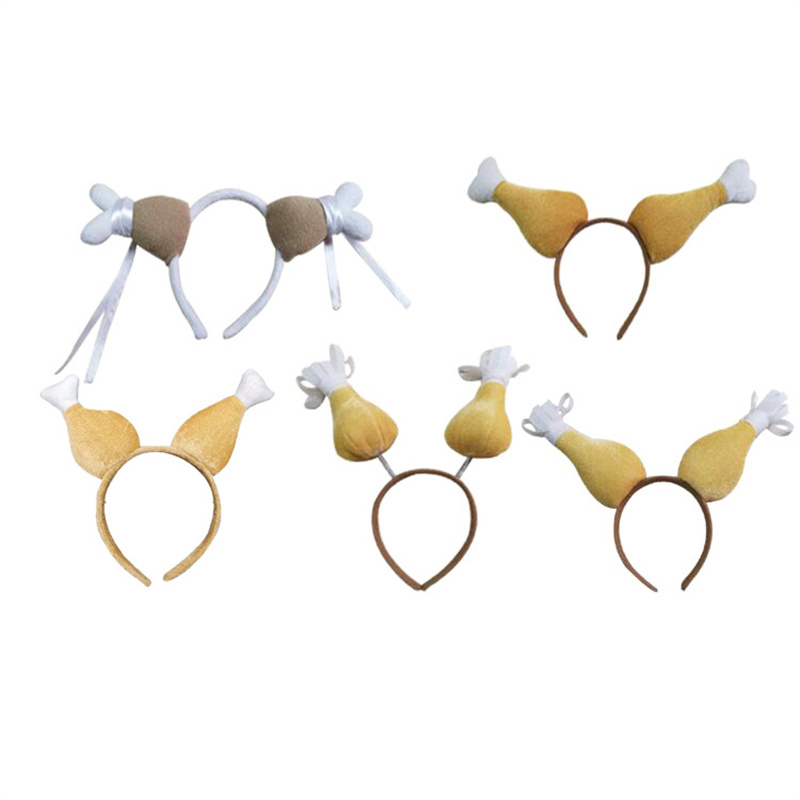 

Thanksgiving Turkey Leg Headband Drumstick Hat Hairband for Christmas Halloween New Year BBQ Costume Dress Up Party