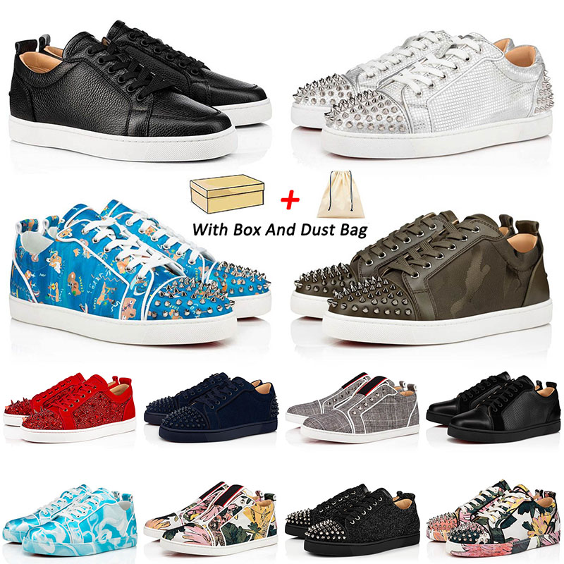 

with box 2022 designer red bottoms low shoes sneakers for mens women cut genuine leather splike loafers vintage luxury casual bottom shoe Size 13