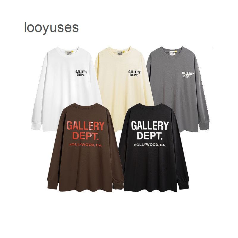 

Autumn Galleryes t Shirts Winter Mens Designer Dept Printed Letters Round Neck Pullover Large Fat Long Sleeve Bottoming, Black