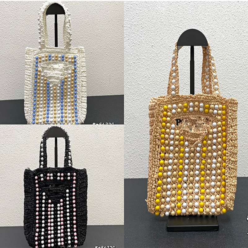 

Designer Bags Weave Shopping bag Milano totebags High Quality Colored Beads decoration Handbags Women knit large capacity Purse, Customize