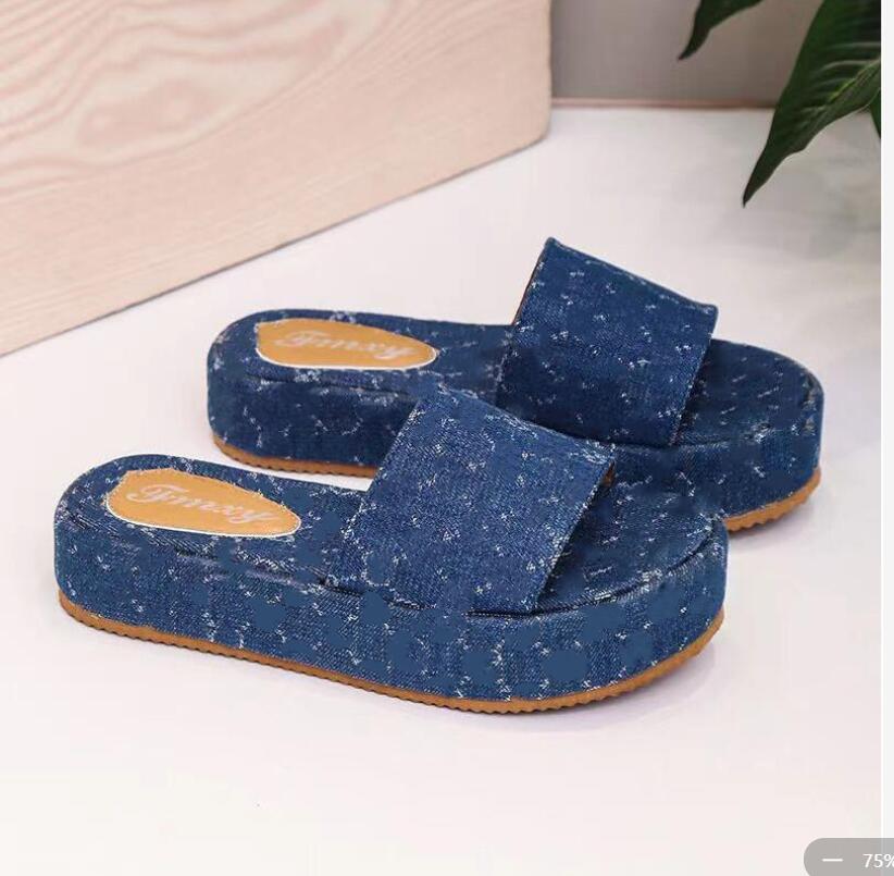 

Women Slippers High-heeled Flatform Luxury GGity Letter Print Thick with Slides Large Size Shoes Woman Wedges Slipper, Khaki