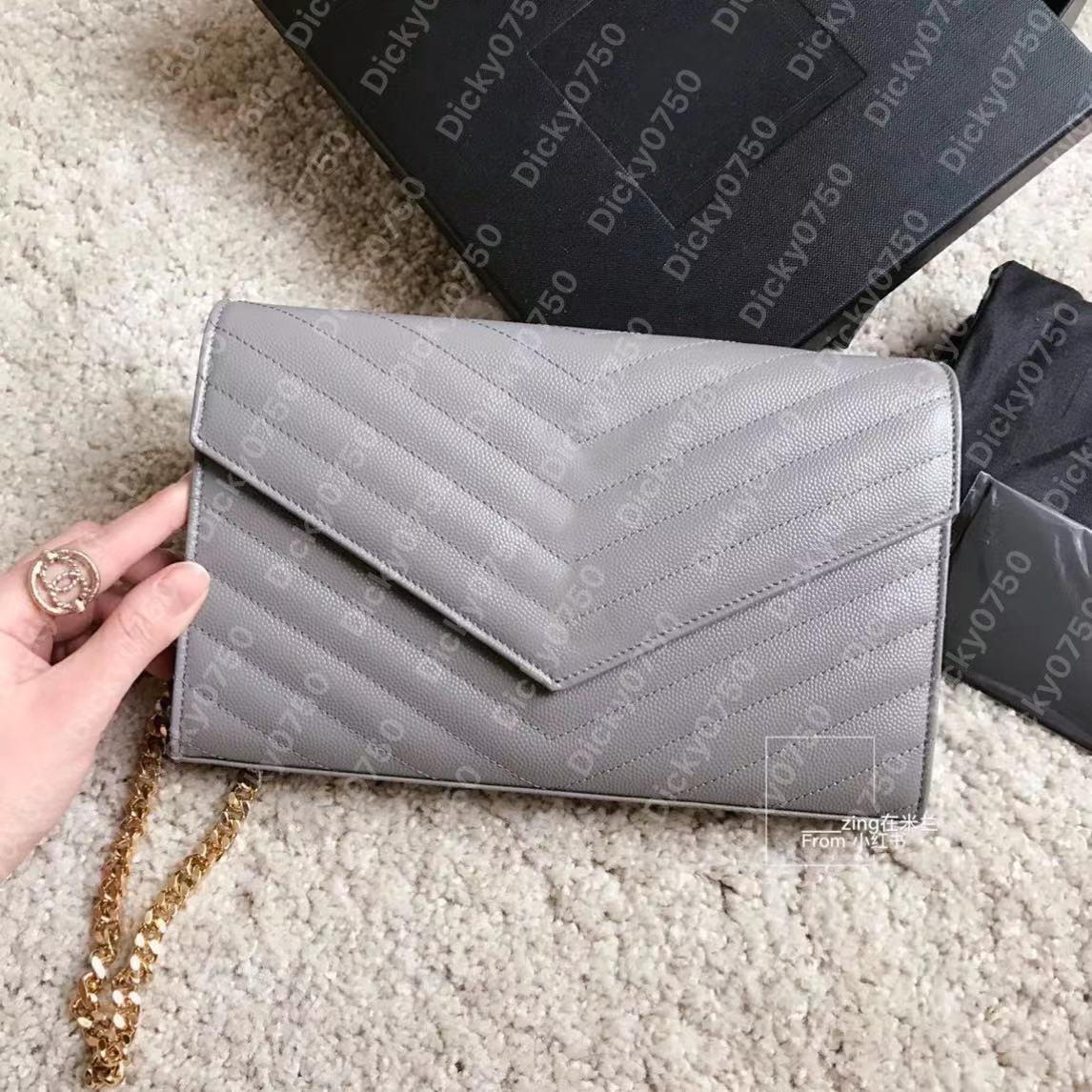 Hands d'embrayage de cr￩ateur enveloppe WOC Sacs caviar en cuir authentique portefeuille sur la cha￮ne Purse Fashion Lady Sac Sac ￠ main Sac ￠ ma