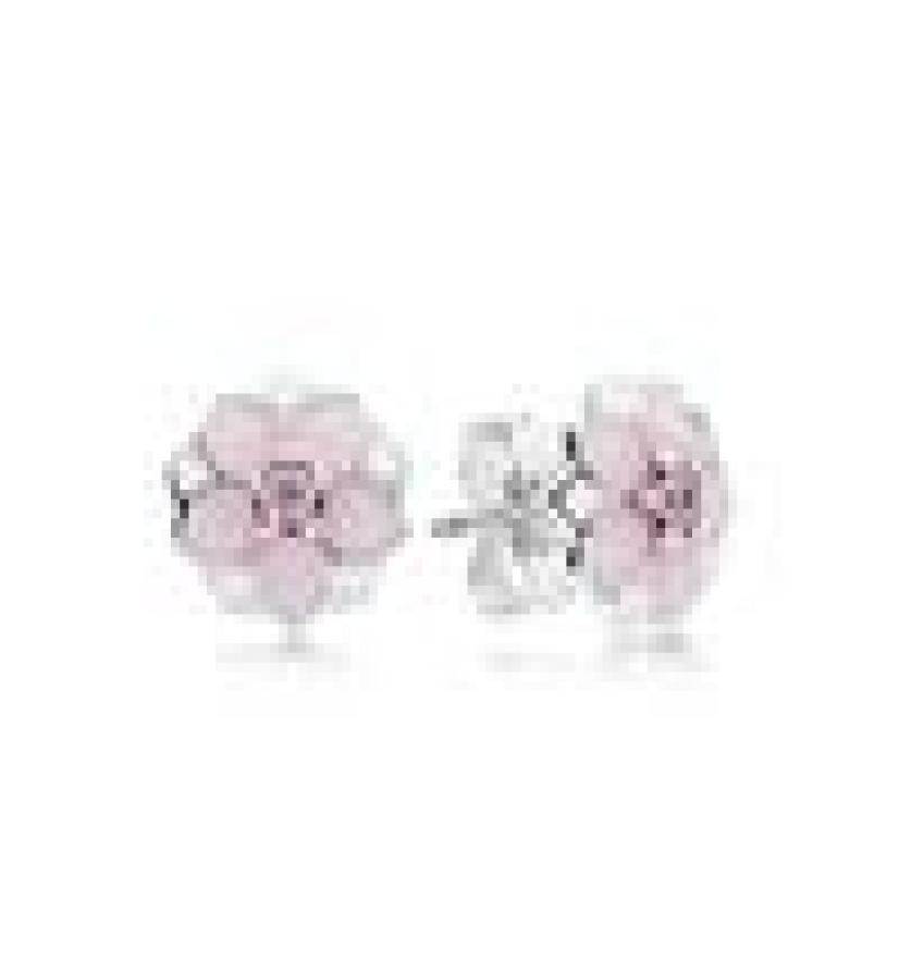 

Pink magnolia Stud Earrings Original Box for Pandora 925 Sterling Silver Women Girls flowers Earrings retail Box sets