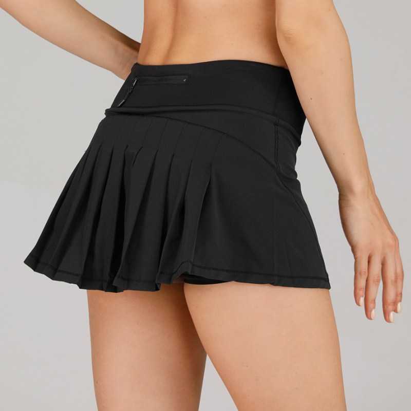 

NWT Hot Yoga Running Pleated Sports Skirt L-199 Breathable Fitness Tennis Skirt Double-layer Anti-exposure Breathable Sexy Gym Women Skirts, Black